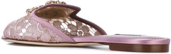 Dolce & Gabbana Rainbow Lace sandalen met broche Roze