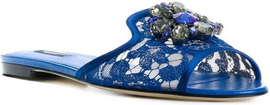 Dolce & Gabbana Bianca sandalen verfraaid met kristallen Blauw