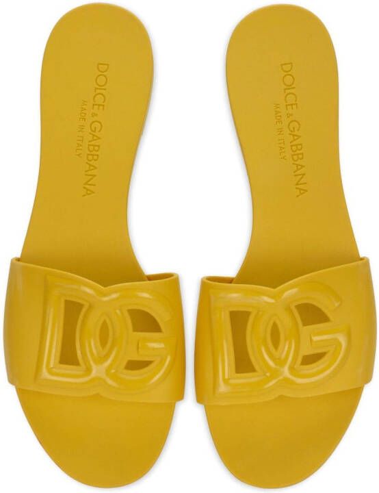 Dolce & Gabbana Bianca slippers met logo Geel