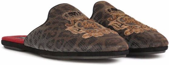 Dolce & Gabbana Bramante pantoffels met luipaardprint Bruin