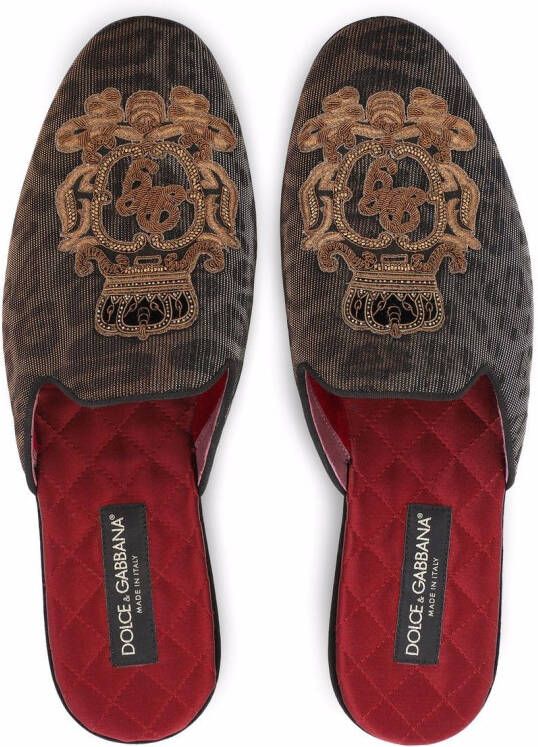 Dolce & Gabbana Bramante pantoffels met luipaardprint Bruin