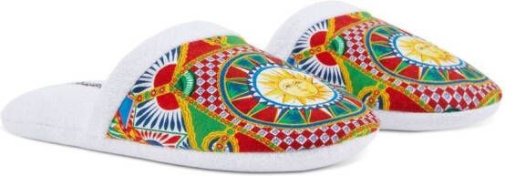 Dolce & Gabbana Carretto Siciliano slippers met print Wit