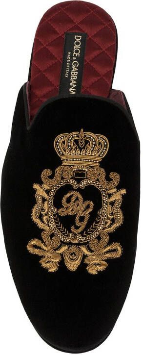 Dolce & Gabbana Coat Of Arms slippers Zwart