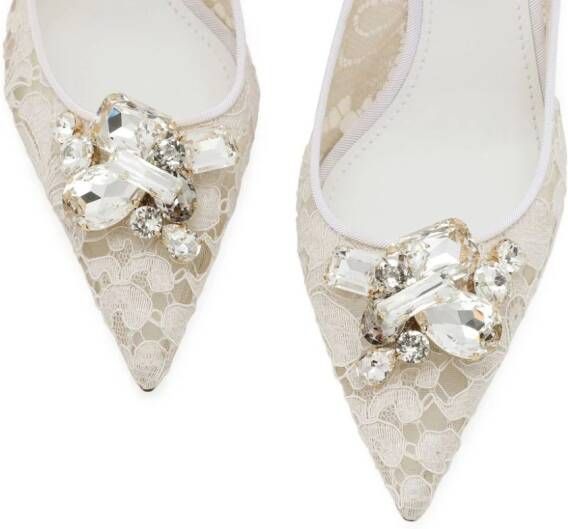 Dolce & Gabbana Slingback pumps met kristallen Beige