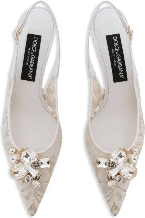 Dolce & Gabbana Slingback pumps met kristallen Wit