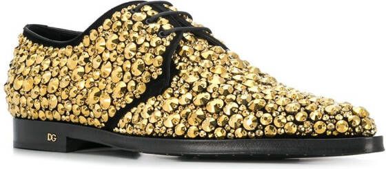 Dolce & Gabbana Derby schoenen met borduurwerk Goud