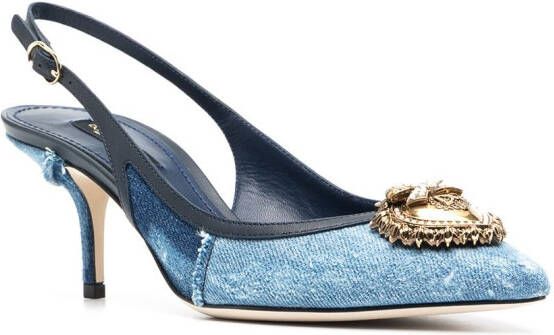 Dolce & Gabbana Devotion denim slingback pumps Blauw