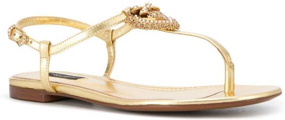 Dolce & Gabbana Devotion sandalen met T-bandje Goud