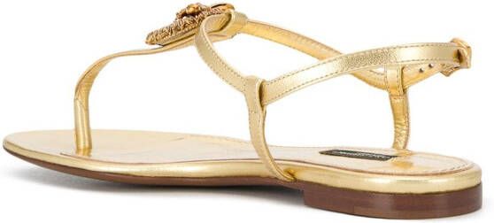 Dolce & Gabbana Devotion sandalen met T-bandje Goud