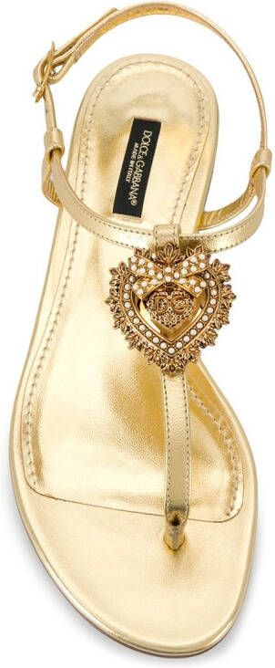 Dolce & Gabbana Devotion sandalen met T-bandje Goud