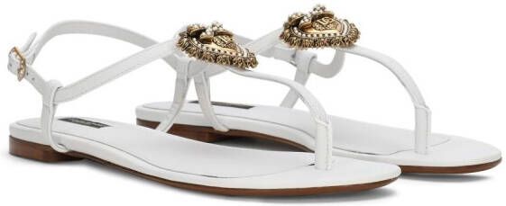 Dolce & Gabbana Devotion leren sandalen Wit