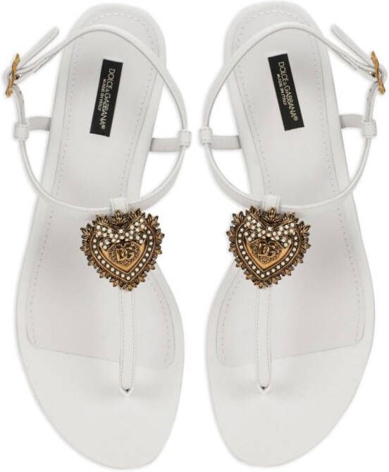 Dolce & Gabbana Devotion leren sandalen Wit