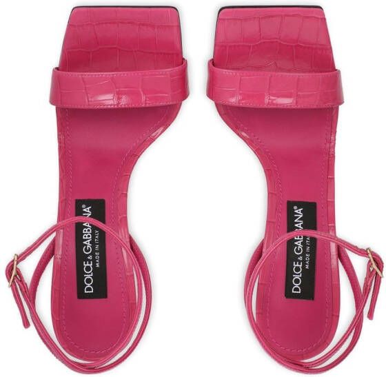 Dolce & Gabbana 3.5 105mm leren sandalen met krokodillen-reliëf Roze