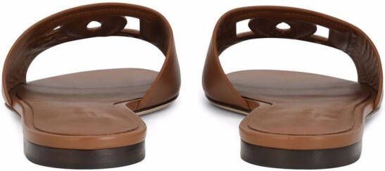 Dolce & Gabbana Leren sandalen met DG-logo Bruin