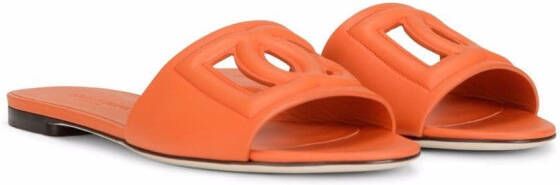 Dolce & Gabbana Leren sandalen met logo Oranje