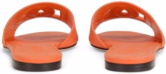 Dolce & Gabbana Leren sandalen met logo Oranje