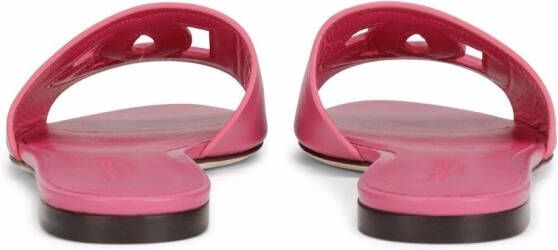 Dolce & Gabbana Leren sandalen met DG-logo Paars