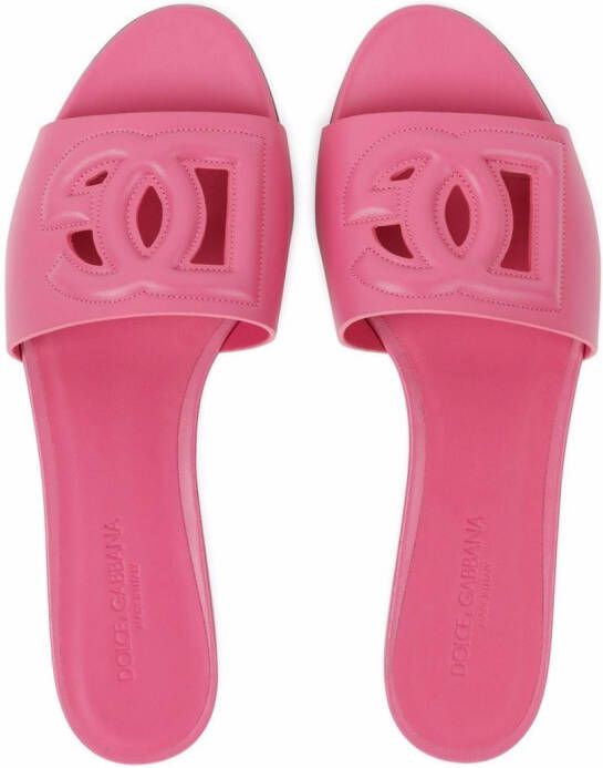Dolce & Gabbana Leren sandalen met DG-logo Paars