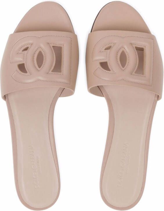 Dolce & Gabbana Leren sandalen met DG-logo Roze