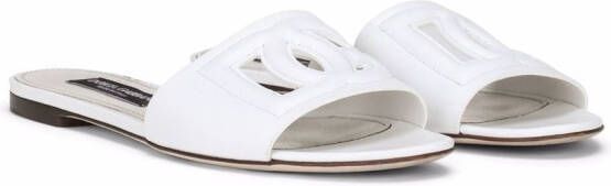 Dolce & Gabbana Leren sandalen met logo Wit