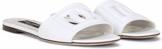 Dolce & Gabbana Leren sandalen met DG-logo Wit
