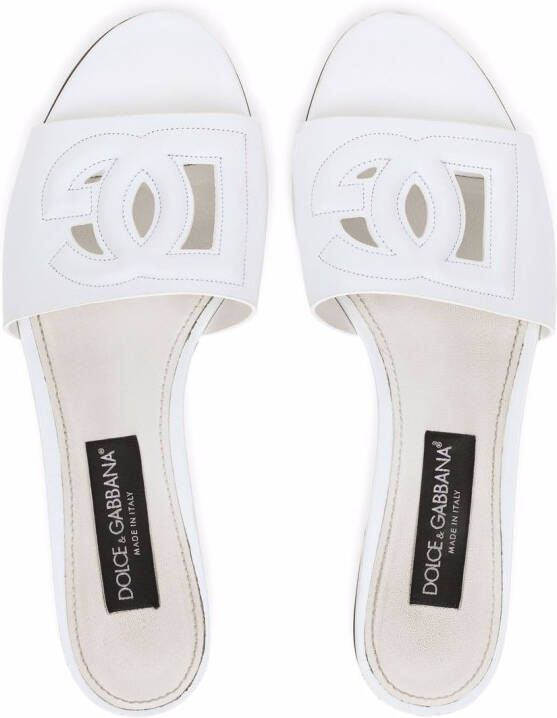 Dolce & Gabbana Leren sandalen met logo Wit