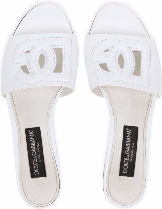 Dolce & Gabbana Leren sandalen met DG-logo Wit