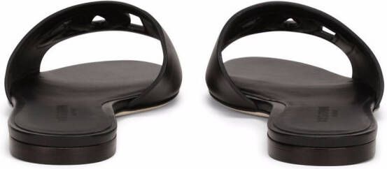 Dolce & Gabbana Leren sandalen met DG-logo Zwart