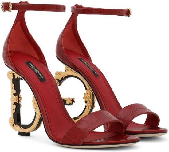 Dolce & Gabbana Baroque DG leren 105mm sandalen Rood