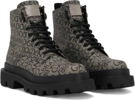 Dolce & Gabbana Enkellaarzen met logo jacquard Grijs