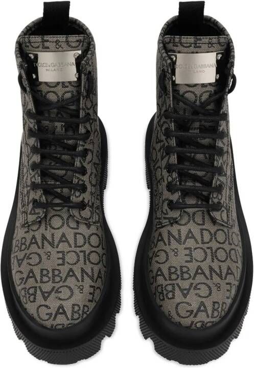 Dolce & Gabbana Enkellaarzen met logo jacquard Grijs