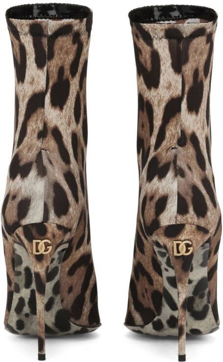 Dolce & Gabbana KIM enkellaarzen met luipaardprint Bruin
