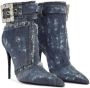 Dolce & Gabbana Verfraaide enkellaarzen met denim patchwork Blauw - Thumbnail 2