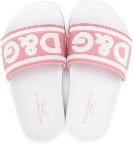 Dolce & Gabbana Kids Slippers met 3D-logo Wit