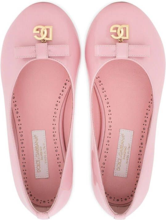 Dolce & Gabbana Kids Lakleren ballerina's met DG-logo Roze