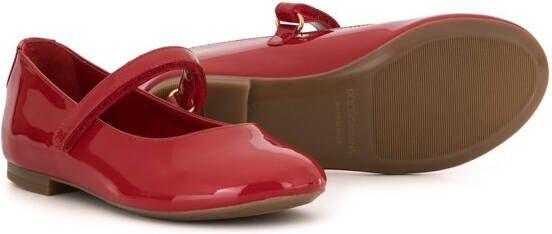 Dolce & Gabbana Kids Ballerina's met klittenband Rood