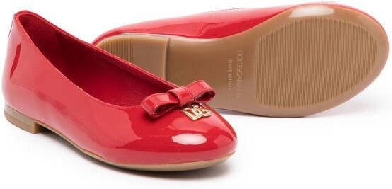 Dolce & Gabbana Kids Ballerina's met strikdetail Rood