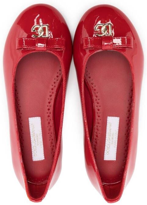 Dolce & Gabbana Kids Ballerina's met strikdetail Rood