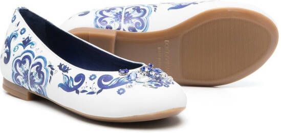 Dolce & Gabbana Kids Ballerina's verfraaid met kristallen Blauw