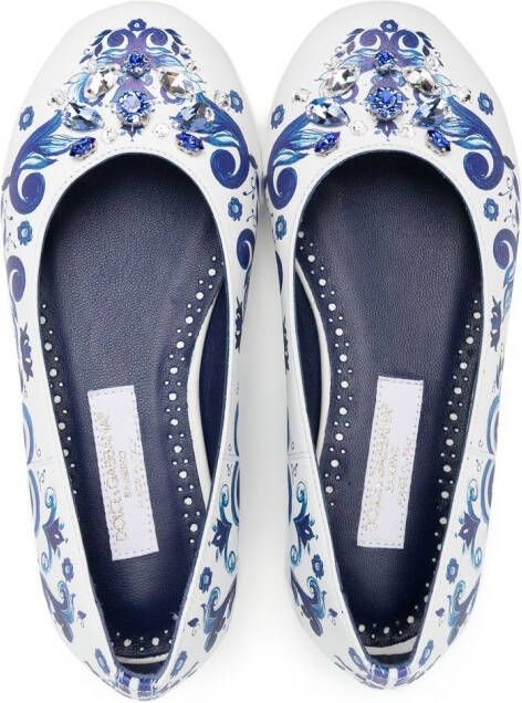 Dolce & Gabbana Kids Ballerina's verfraaid met kristallen Blauw