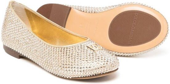 Dolce & Gabbana Kids Ballerina's verfraaid met kristallen Goud