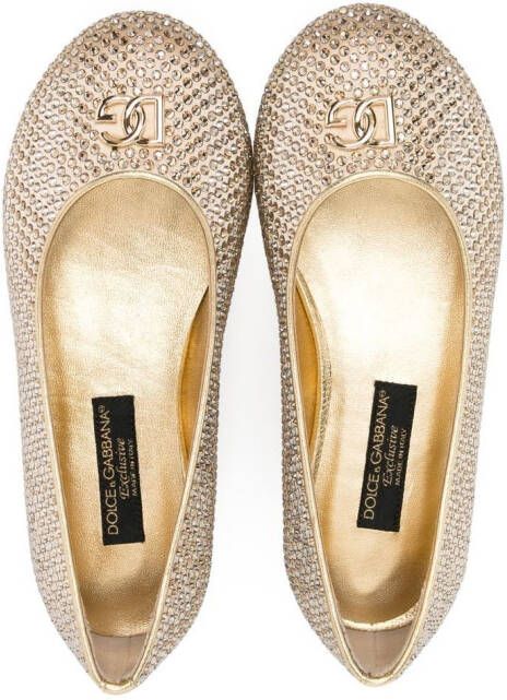 Dolce & Gabbana Kids Ballerina's verfraaid met kristallen Goud