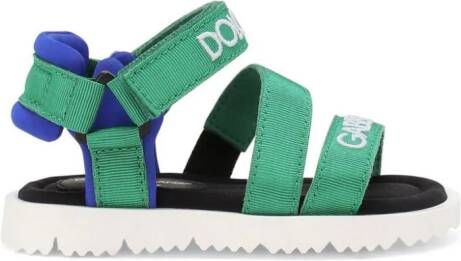 Dolce & Gabbana Kids Bewerkte sandalen met logoprint Groen