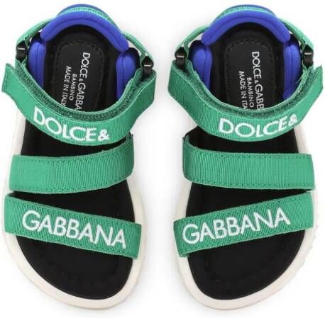 Dolce & Gabbana Kids Bewerkte sandalen met logoprint Groen
