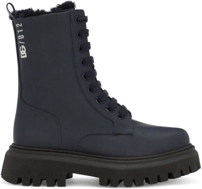 Dolce & Gabbana Kids Combat boots met voering van imitatiebont Zwart