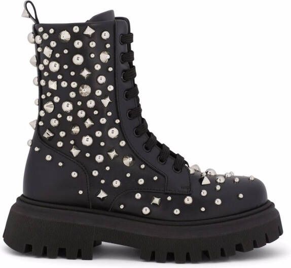 Dolce & Gabbana Kids Combat laarzen met studs Zwart