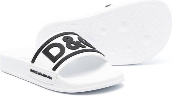 Dolce & Gabbana Kids Slippers met logo-reliëf Wit