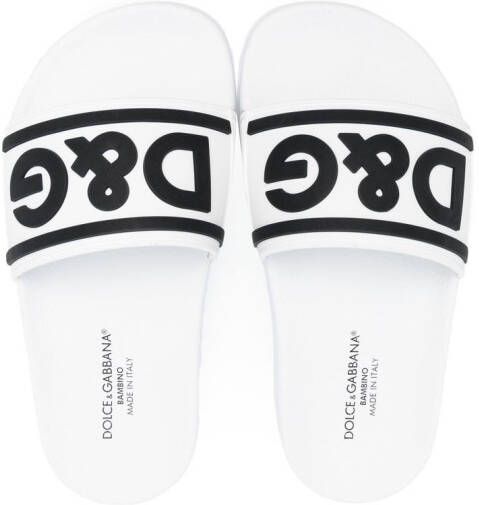Dolce & Gabbana Kids Slippers met logo-reliëf Wit