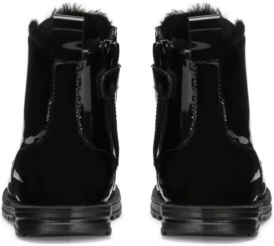 Dolce & Gabbana Kids Lakeren combat boots Zwart