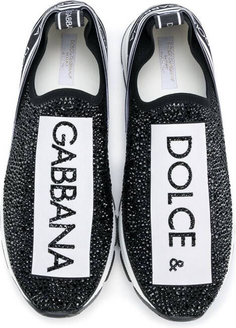 Dolce & Gabbana Kids instap sneakers verfraaid met bergkristallen Zwart